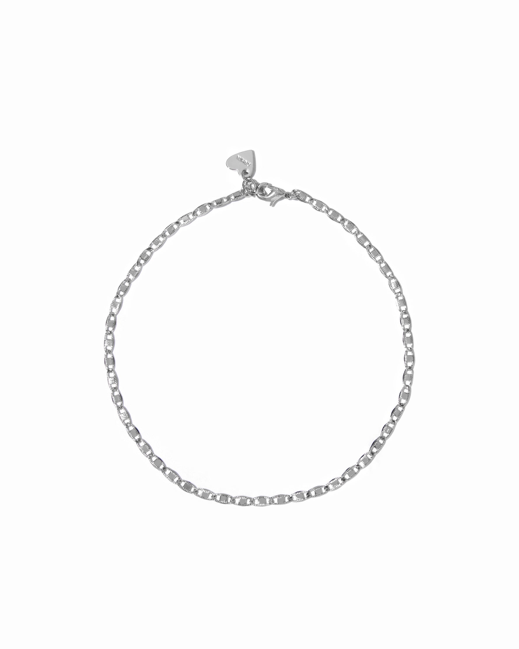 Silver chain anklet on white background