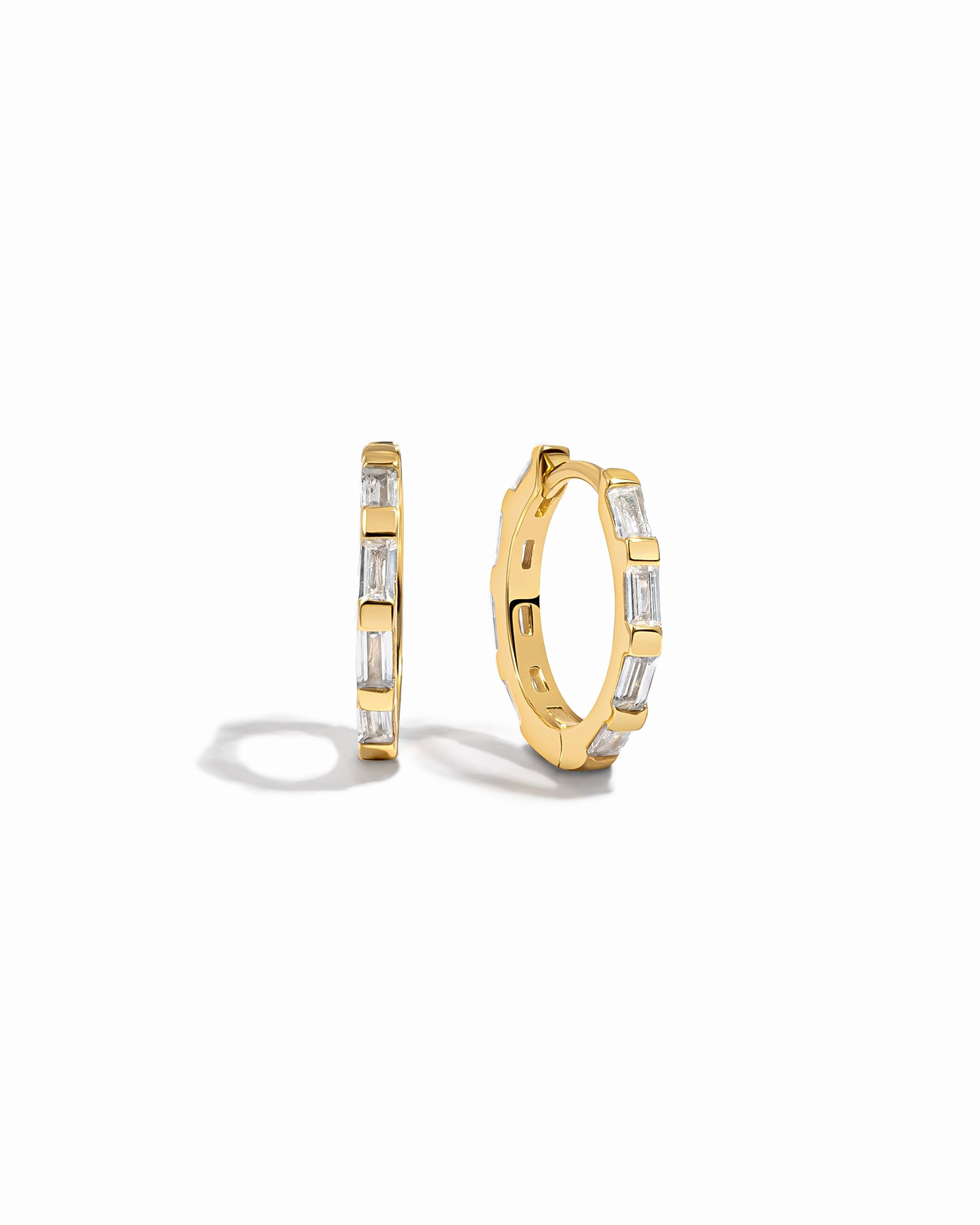 small gold hoops with cubic zirconia diamonds 
