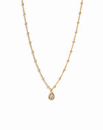 Boho chic gold tear drop pendant necklace