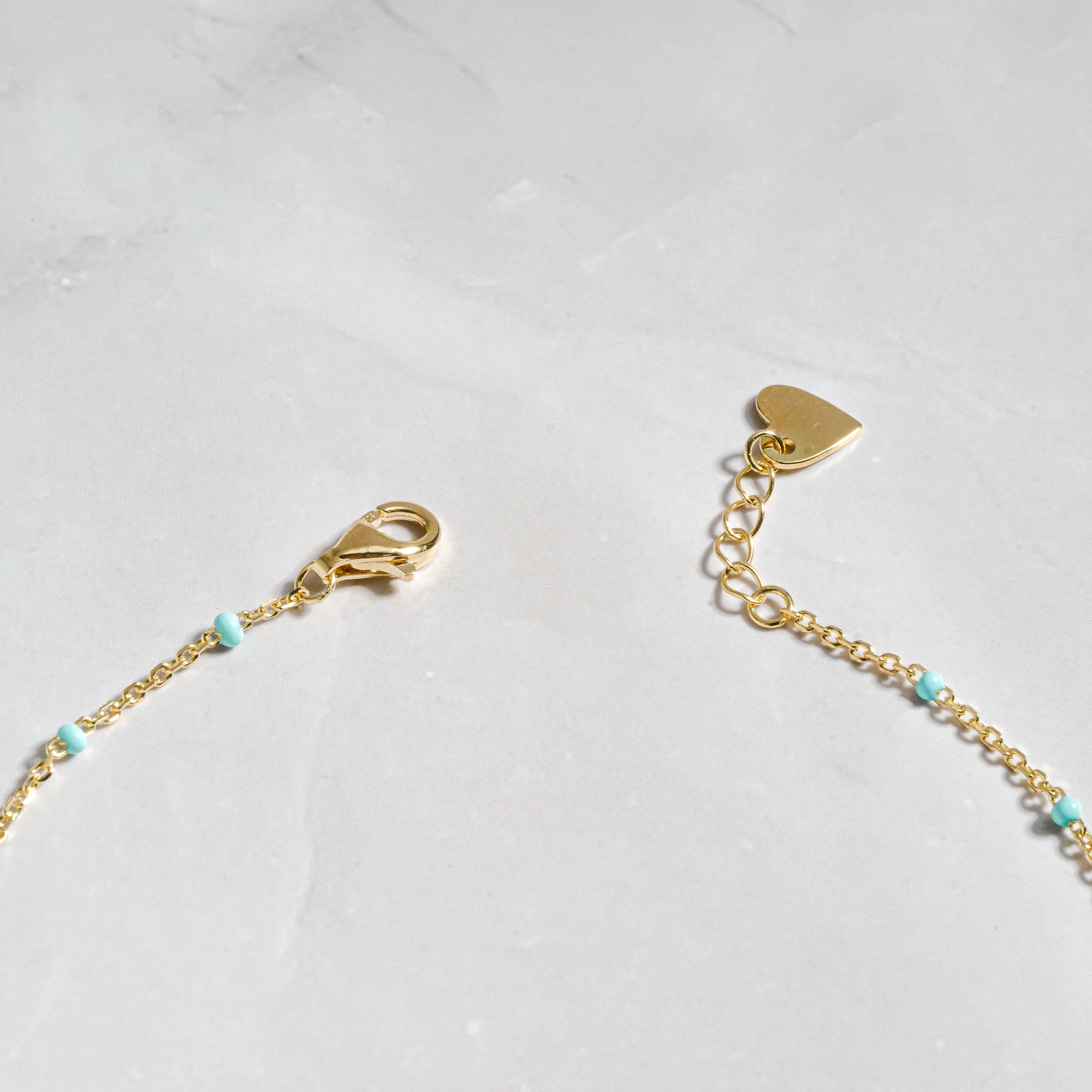 Image of turquoise beaded ankle bracelet with a lobster clasp
