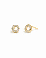 Gold circle diamond earrings