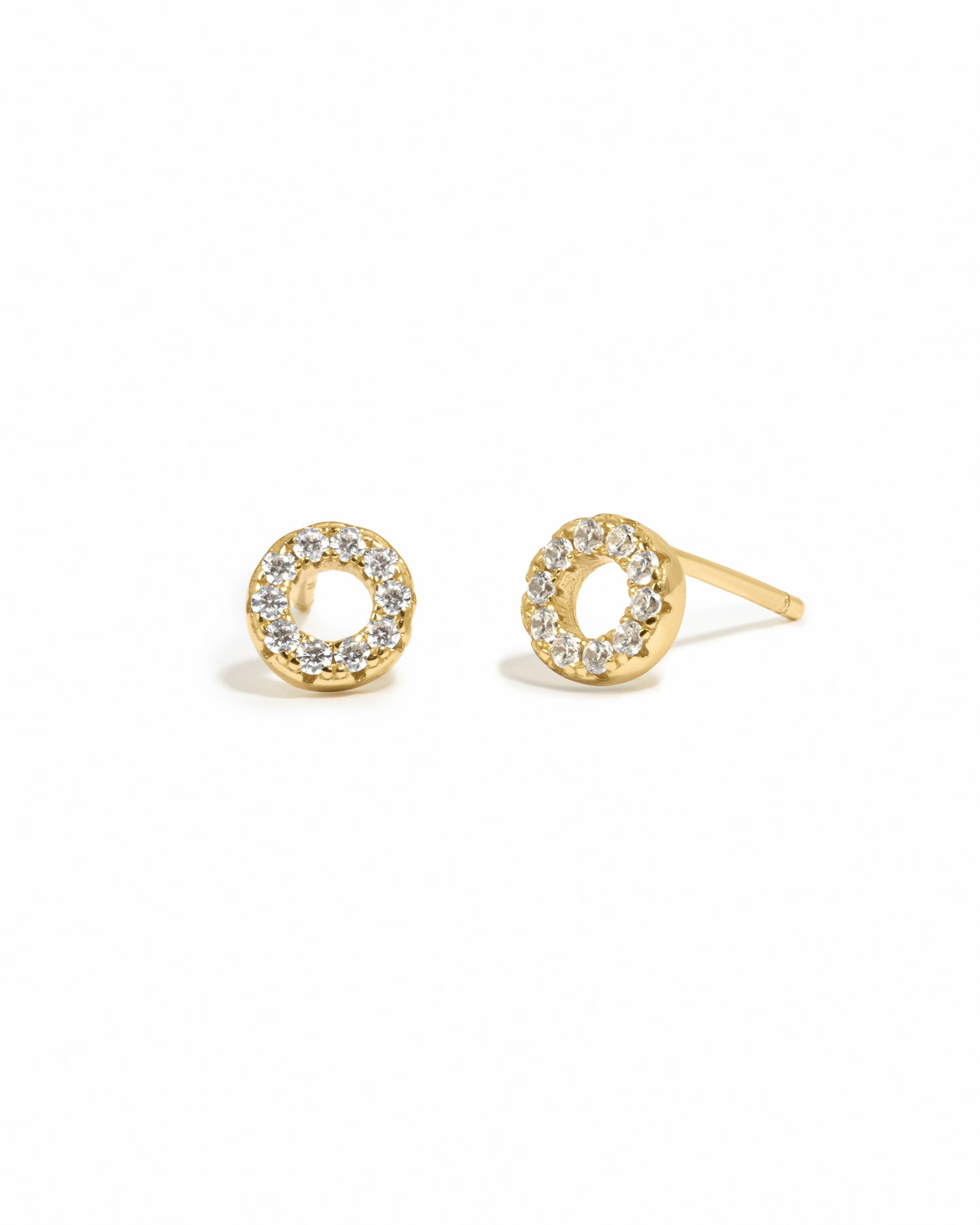 Gold circle diamond earrings