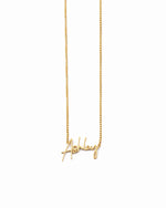 Minimalist gold script custom name necklace with box chain