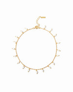 14k gold plated pearl charm ankle bracelet on white background