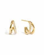 small gold diamond and plain hoop earrings