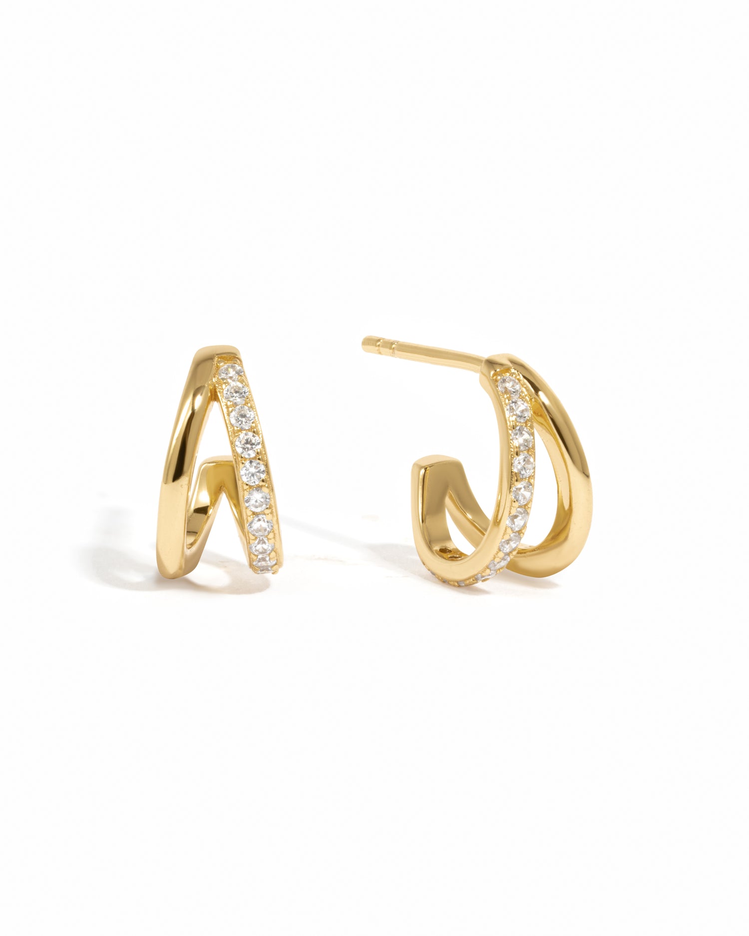 small gold diamond and plain hoop earrings