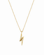 Gold dainty lightning bolt pendant necklace