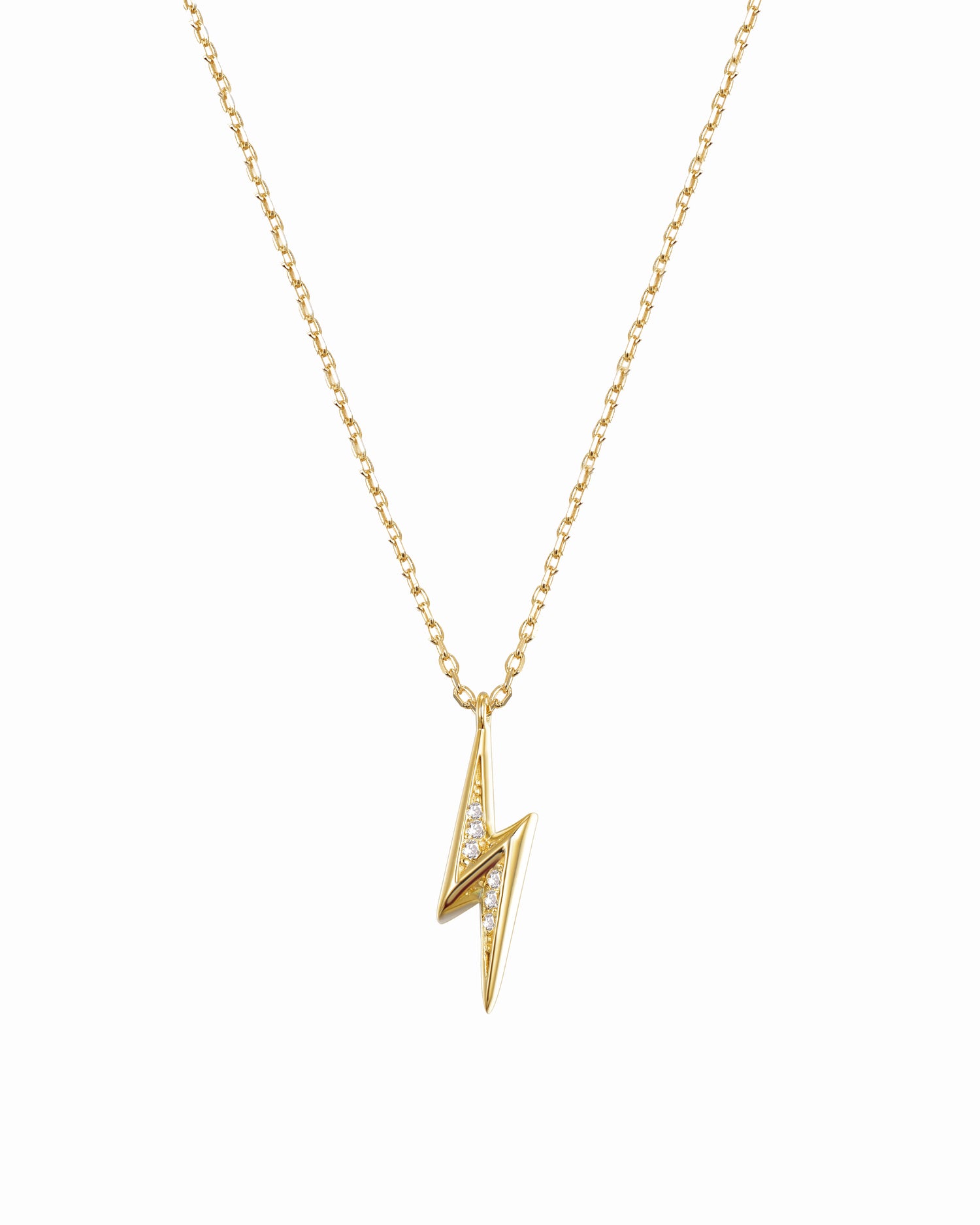 Gold dainty lightning bolt pendant necklace
