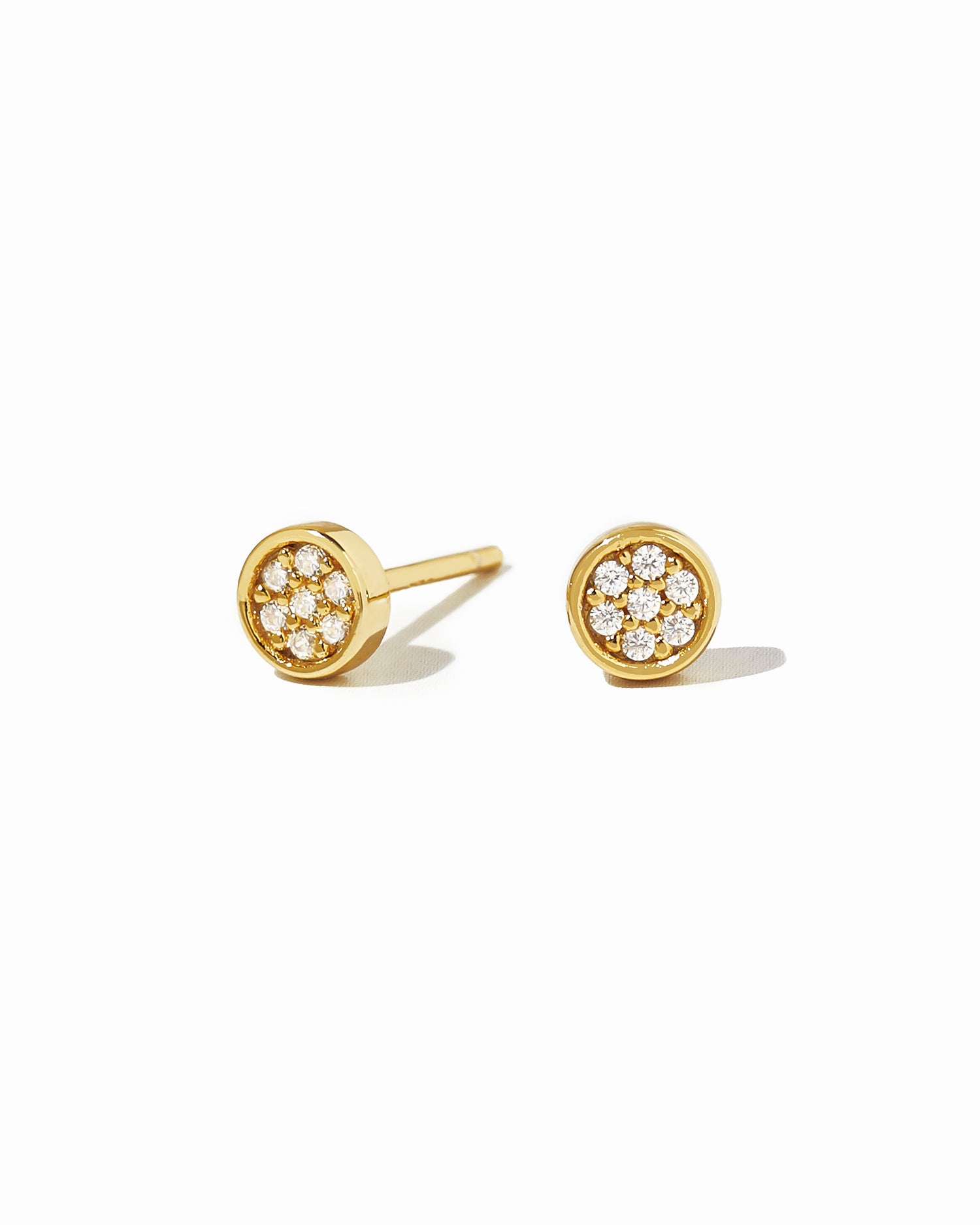 Gold diamond pave stud earrings