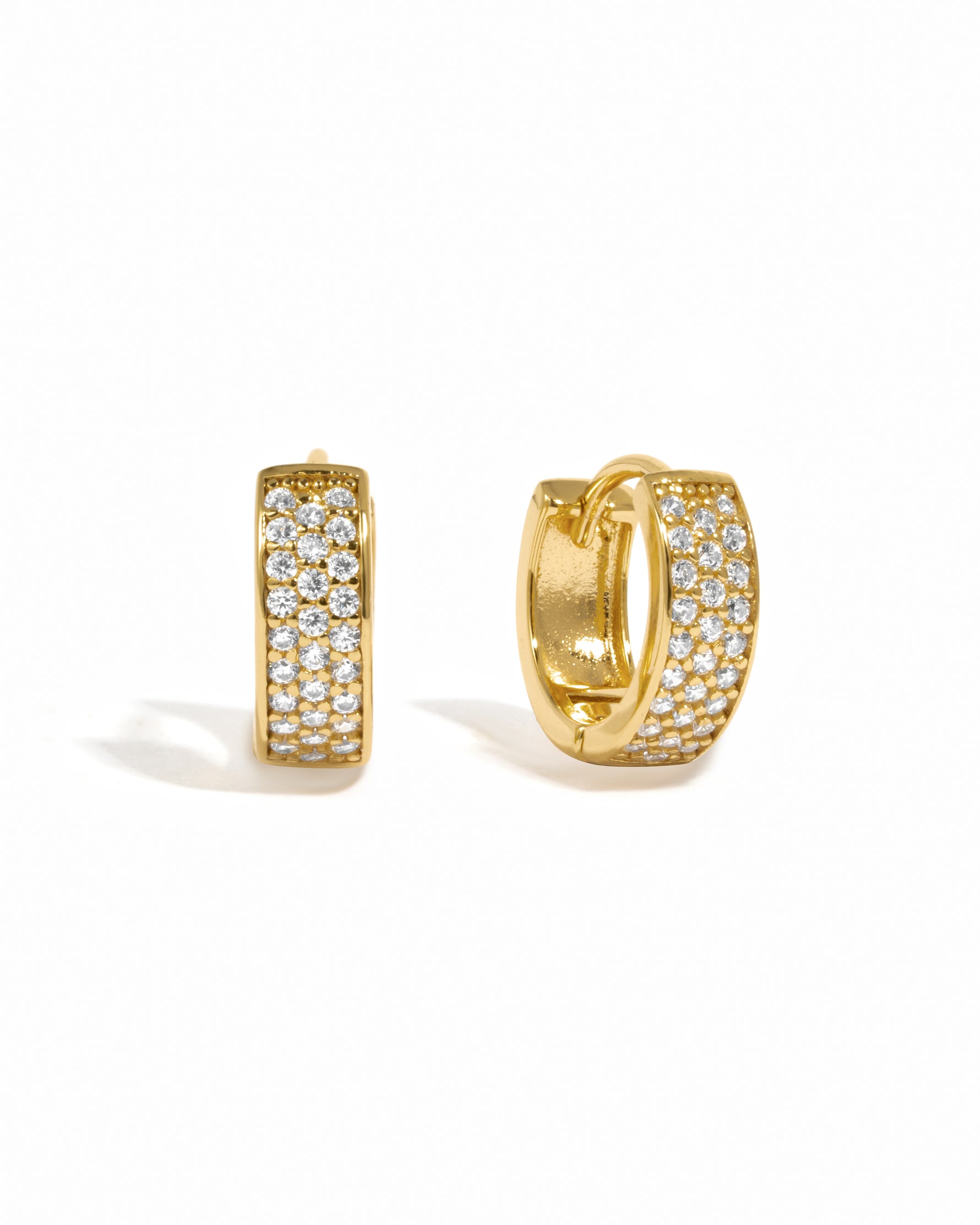 Trendy gold pavé huggies