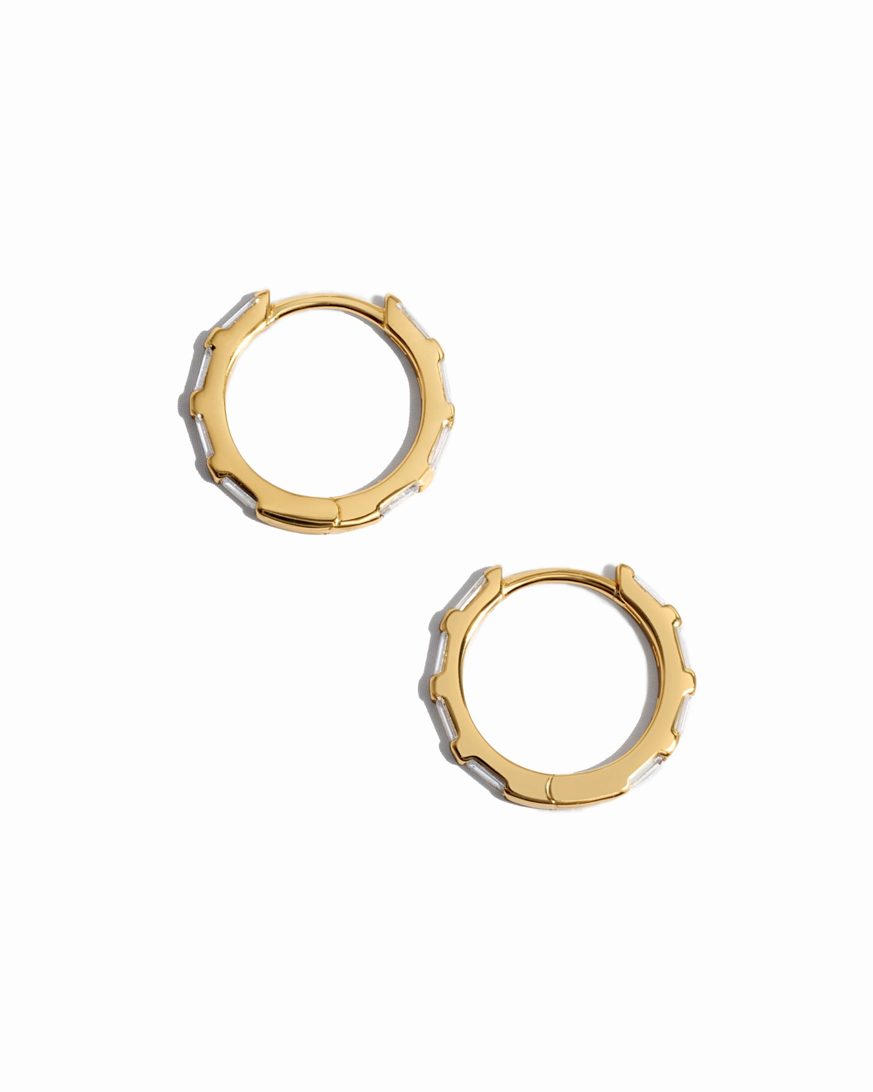 image of dainty gold huggie baguette hoops