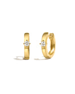 Classic gold hoop earrings with solitaire diamond