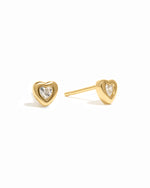 Minimalist gold bezel heart studs