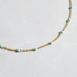 Turquoise ankle bracelet up close