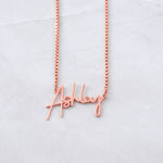 Rose gold custom Caitlin minimalist name pendant necklace