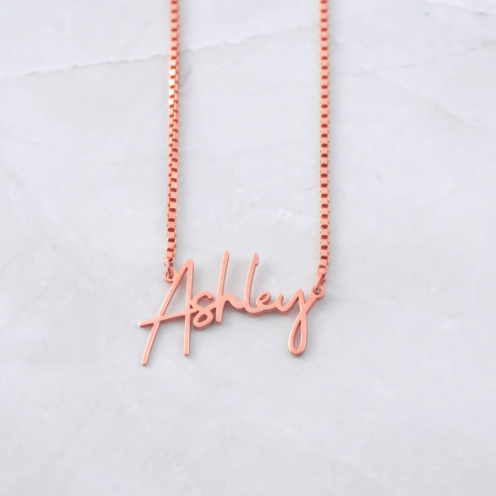 Rose gold custom Caitlin minimalist name pendant necklace