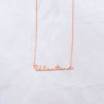 Rose gold dainty script name necklace