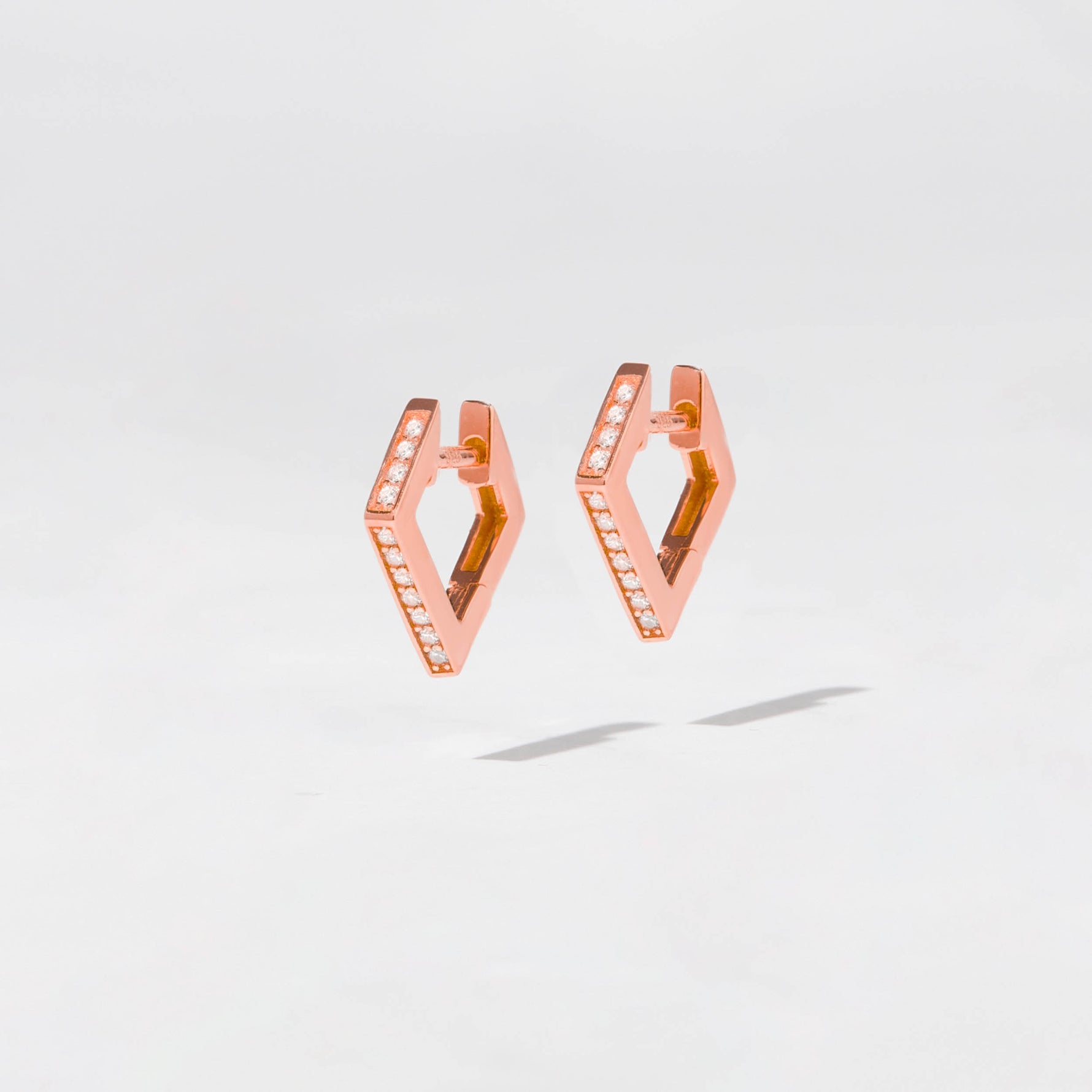 Rose gold geometric huggies
