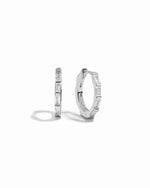 small silver hoop earrings with cubic zirconia diamonds