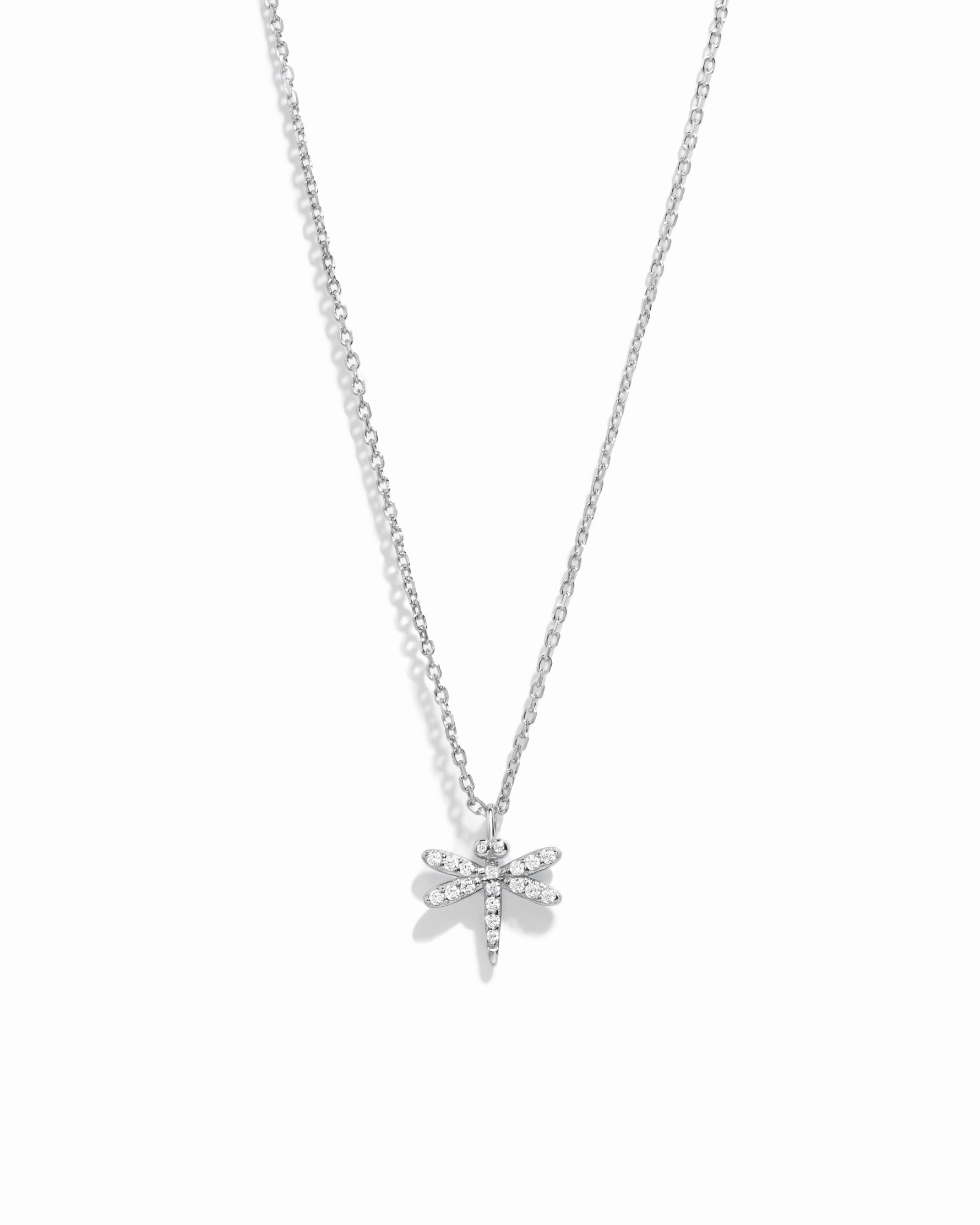 Sterling silver dragonfly studded necklace