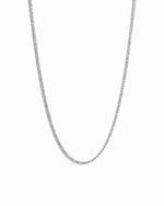 Silver diamond cut chain necklace on white background
