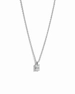 minimalist sterling silver cz necklace on white background