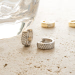 Pave studded huggies in 925 sterling silver