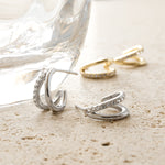 Dainty silver double hoops