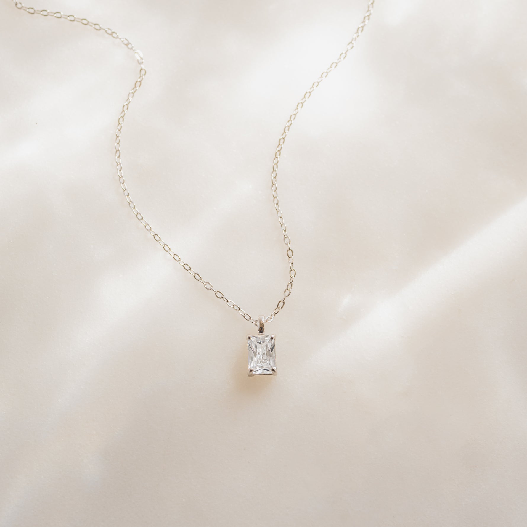 Delicate diamond sterling silver necklace. 