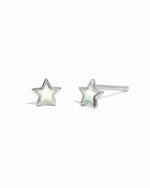 Tiny sterling silver star opal stud earrings