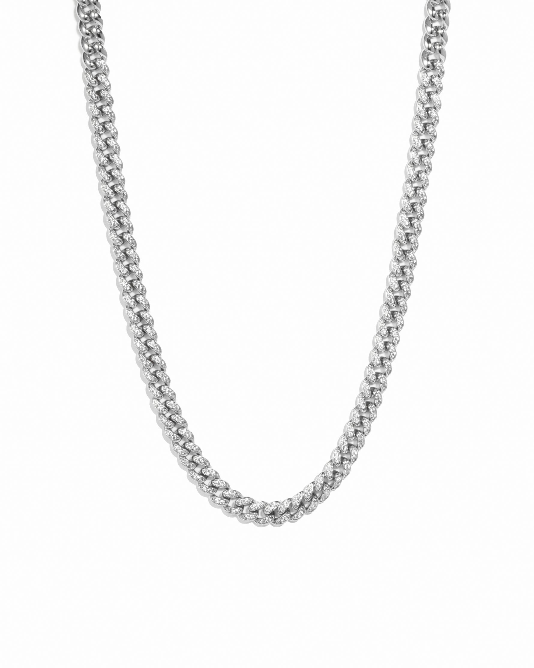 Sterling silver statement pavé link necklace.