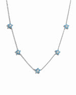 Silver aquamarine flower necklace