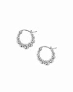 Sterling silver gradient beaded ball hoop earrings