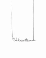 Sterling silver delicate chain custom script necklace on dainty silver chain
