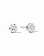 CZ pave circle stud earrings in sterling silver