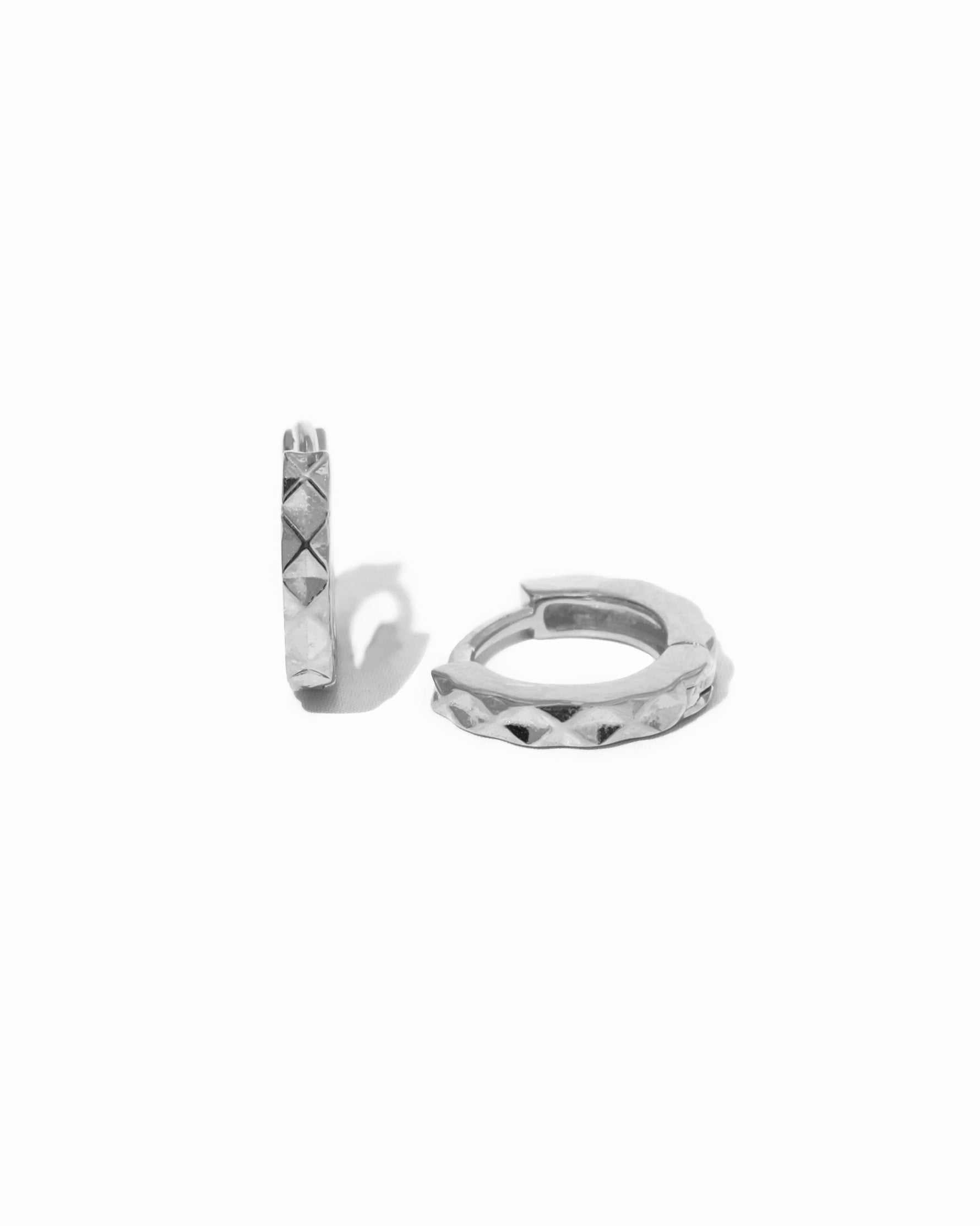 Geometric sterling silver huggie hoops