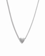 Sterling silver heart pendant necklace with cuban line chain.