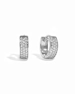 Timeless sterling silver pavé huggies
