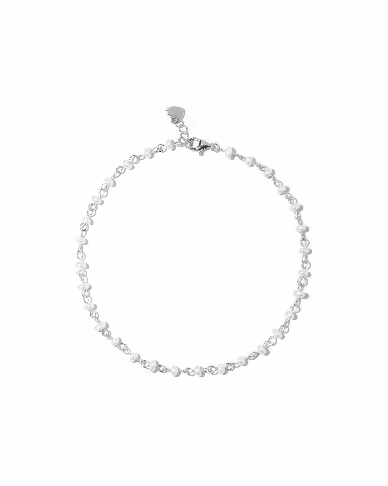 Dainty sterling silver pearl beaded ankle bracelets
