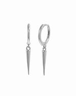 Small sterling silver plain edgy spike charm huggie earrings