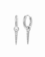 Delicate sterling silver cz dagger charm earrings with removable charm