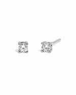 Sterling silver solitaire stud diamond earrings. 