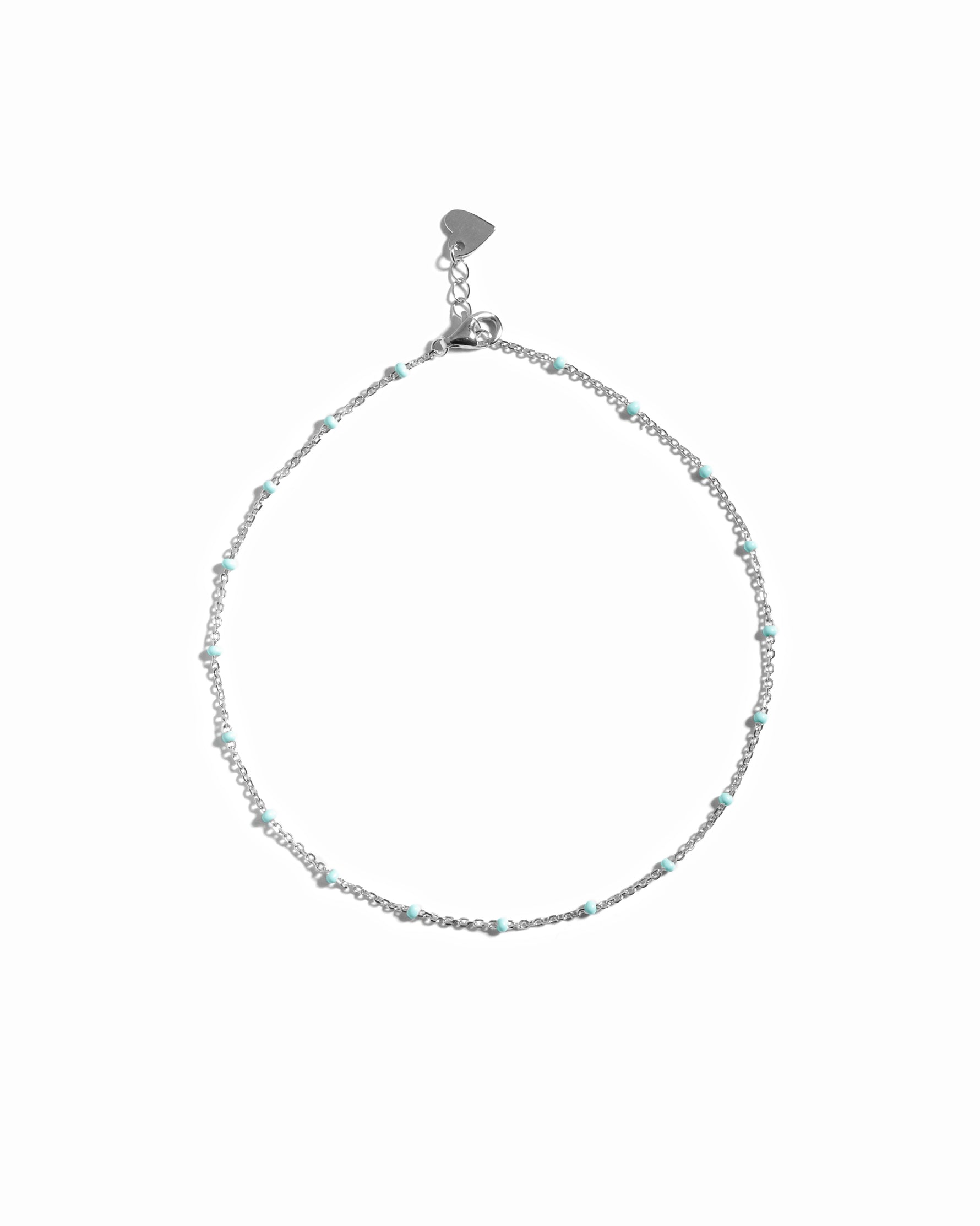 Sterling silver minimalist turquoise beaded ankle bracelet