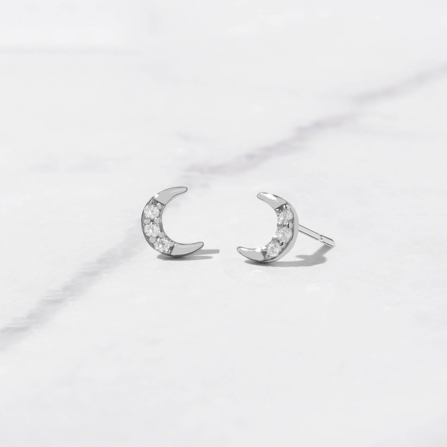 Tiny CZ Moon Studs