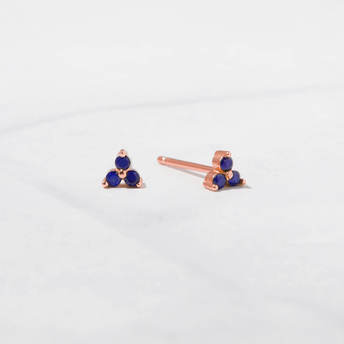 Tiny Sapphire 3 Stone Studs