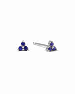 Dainty sterling silver sapphire stud earrings.