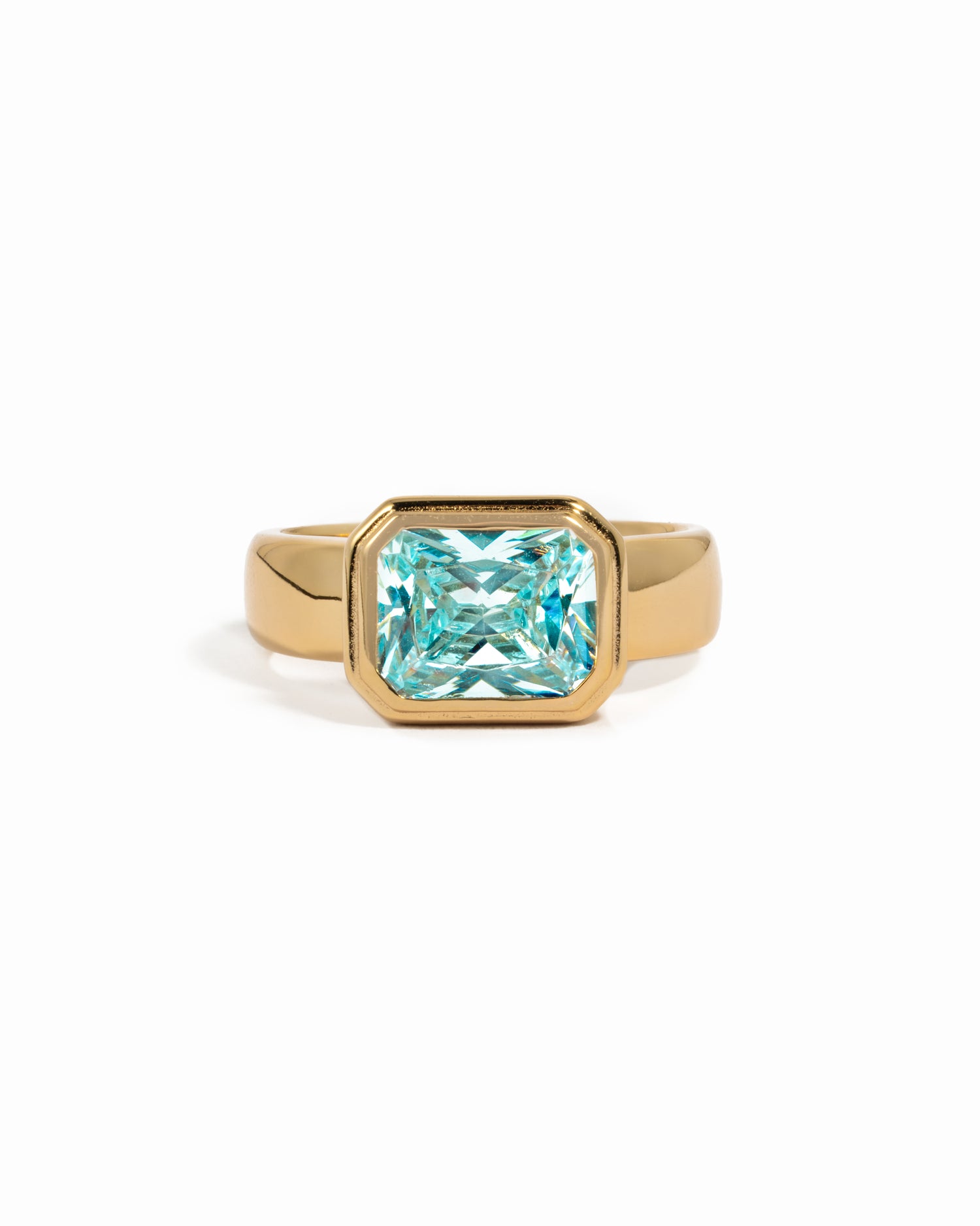 Rectangular Aquamarine Ring