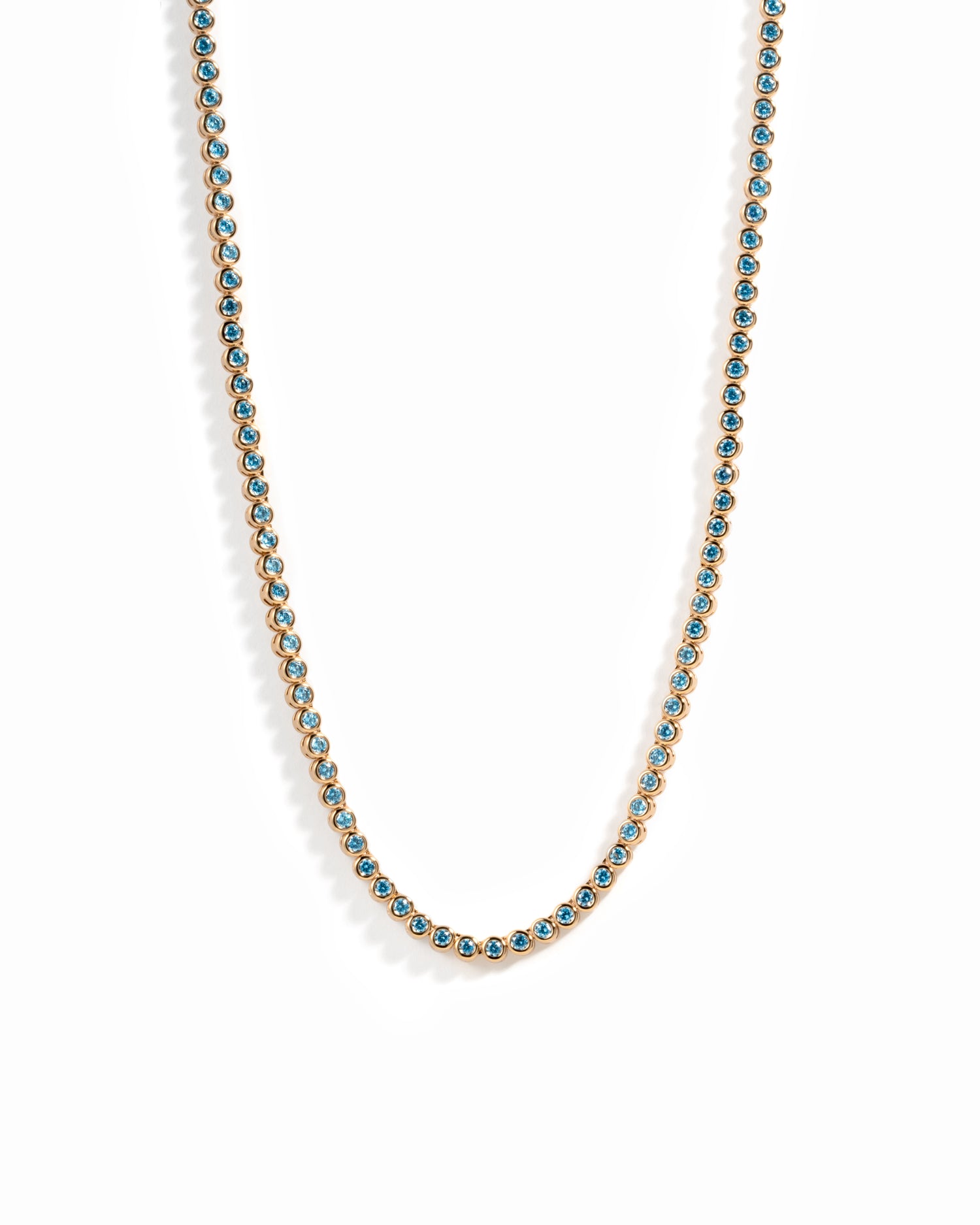Aquamarine Bezel Tennis Necklace