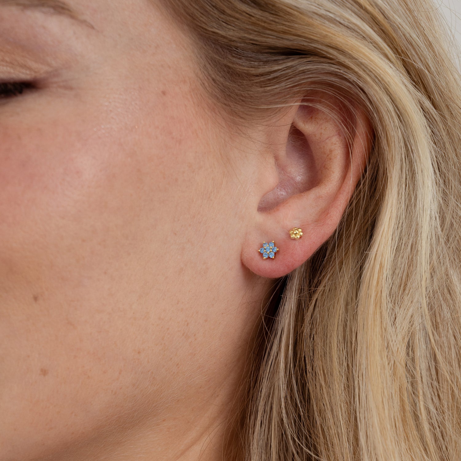Aquamarine Flower Earrings