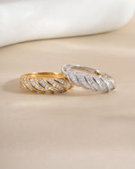 Gold and sterling silver Baguette Croissant Ring by Sami Jewels featuring a detailed croissant design on a sleek ring band.